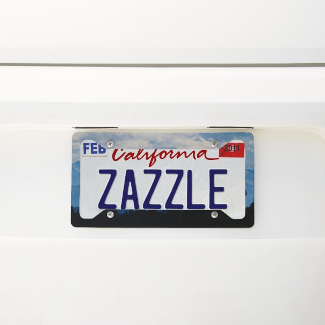 Dark Trees Blue Mountains View #1 #cabin #decor  License Plate Frame (On Car)