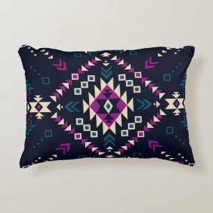 Dark tribal Navajo, vintage geometric. Accent Pillow