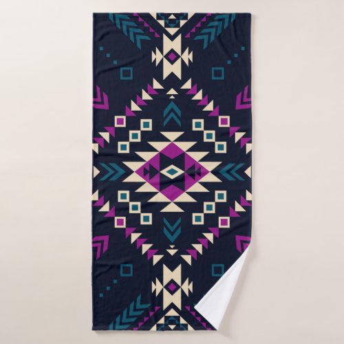 Dark tribal Navajo vintage geometric Bath Towel
