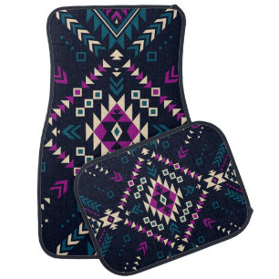 Dark tribal Navajo, vintage geometric. Car Floor Mat