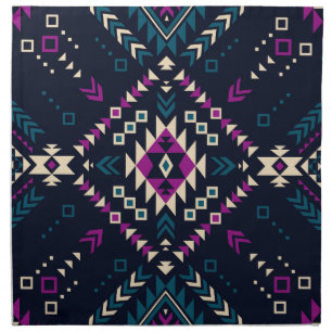 Dark tribal Navajo, vintage geometric. Cloth Napkin