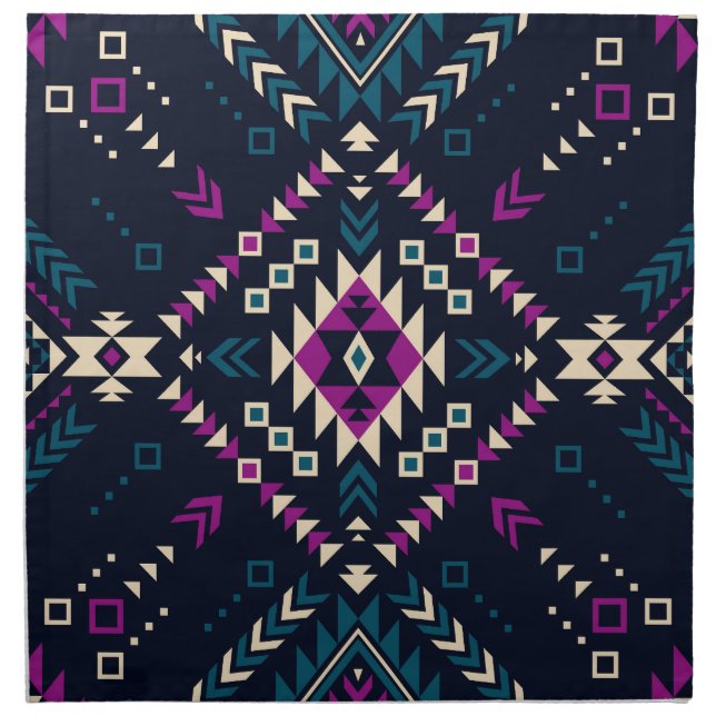 Dark tribal Navajo, vintage geometric. Cloth Napkin (Front)