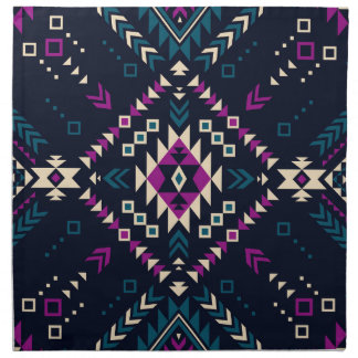 Dark tribal Navajo, vintage geometric. Cloth Napkin