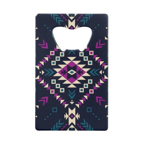 Dark tribal Navajo vintage geometric Credit Card Bottle Opener