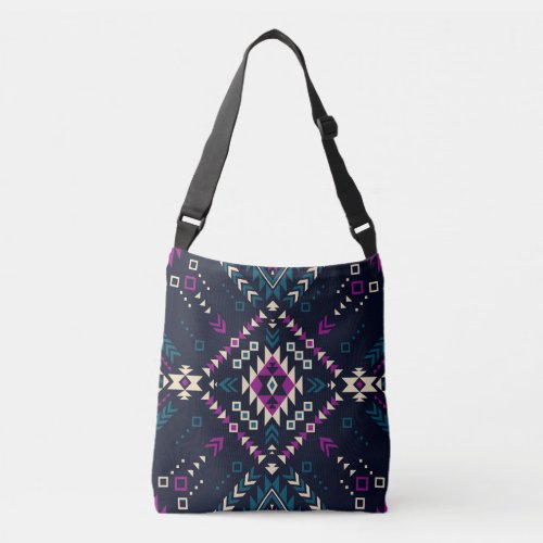 Dark tribal Navajo vintage geometric Crossbody Bag