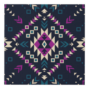 Dark tribal Navajo, vintage geometric. Faux Canvas Print