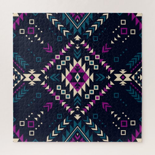 Dark tribal Navajo vintage geometric Jigsaw Puzzle