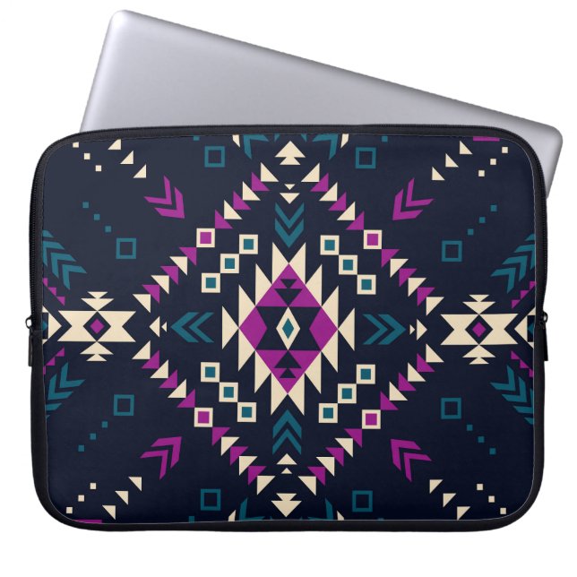 Dark tribal Navajo, vintage geometric. Laptop Sleeve (Front)
