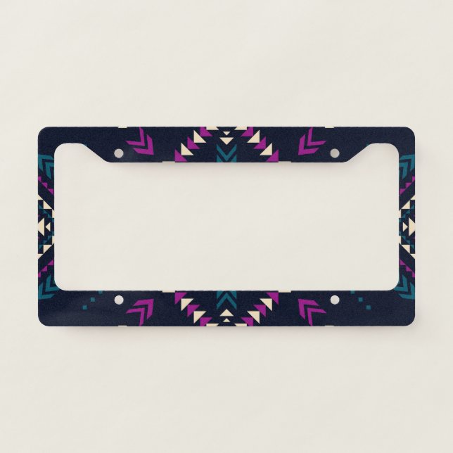 Dark tribal Navajo, vintage geometric. License Plate Frame (Front)