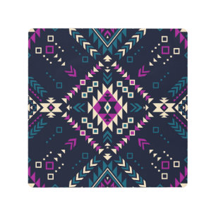 Dark tribal Navajo, vintage geometric. Metal Print