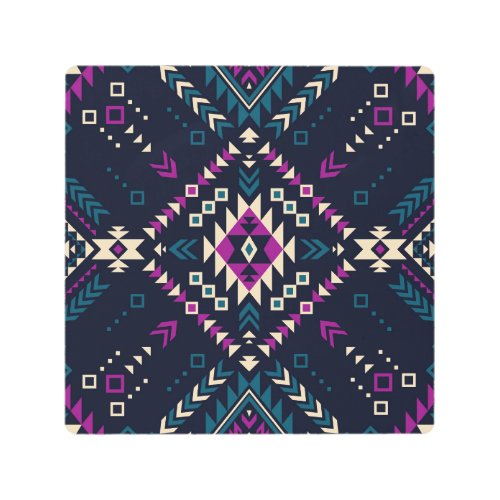 Dark tribal Navajo vintage geometric Metal Print