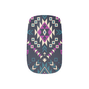 Dark tribal Navajo, vintage geometric. Minx Nail Art