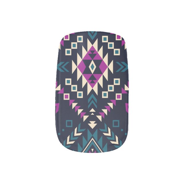 Dark tribal Navajo, vintage geometric. Minx Nail Art (Left Thumb)