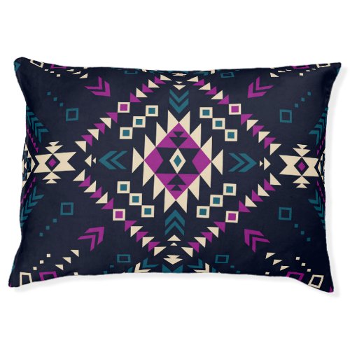 Dark tribal Navajo vintage geometric Pet Bed