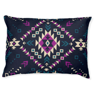 Dark tribal Navajo, vintage geometric. Pet Bed