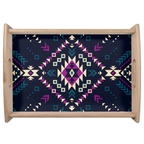 Dark tribal Navajo vintage geometric Serving Tray