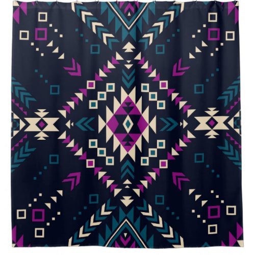 Dark tribal Navajo vintage geometric Shower Curtain