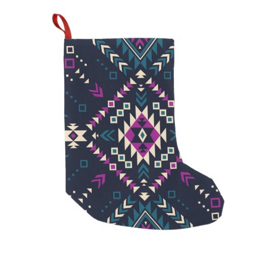 Dark tribal Navajo vintage geometric Small Christmas Stocking