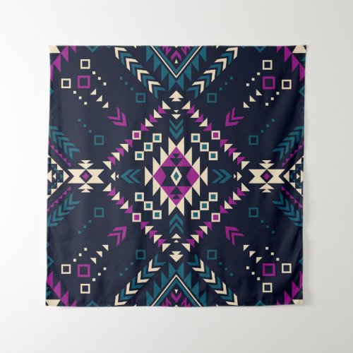 Dark tribal Navajo vintage geometric Tapestry