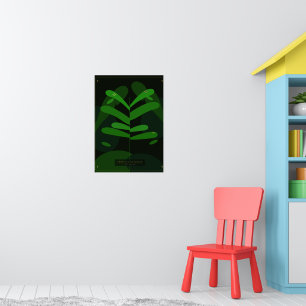 Dark Tropical Botanical Poster Bold Green Leaves