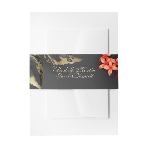 Dark Tropical Floral Invitation Belly Band