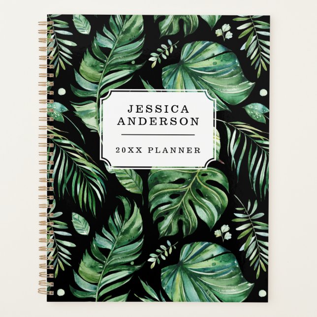 Dark Tropical Jungle Leaf Planner (Front)