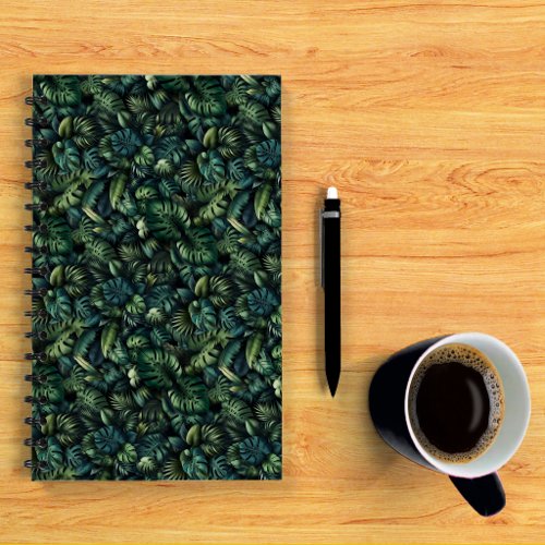 Dark Tropical Monstera Jungle Botanical Photo Notebook