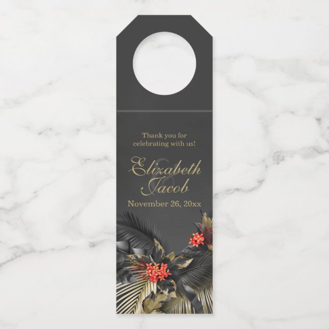 Dark Tropical Red Jasmine Bottle Hanger Tag (Front)