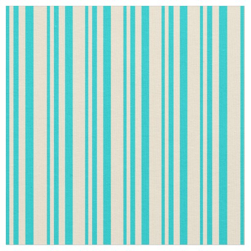 Dark Turquoise and Beige Colored Stripes Fabric