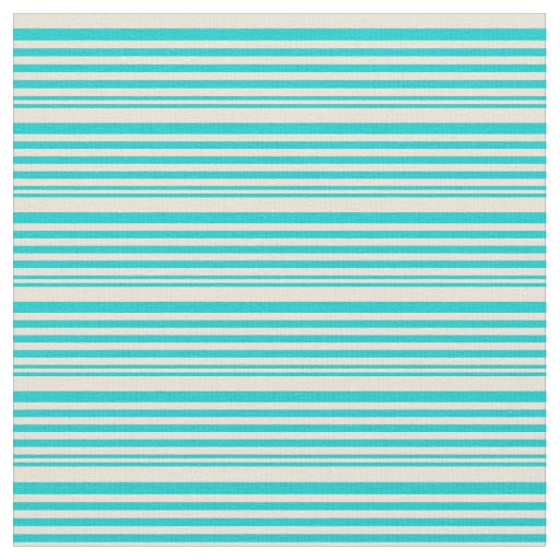Dark Turquoise and Bisque Striped Pattern Fabric