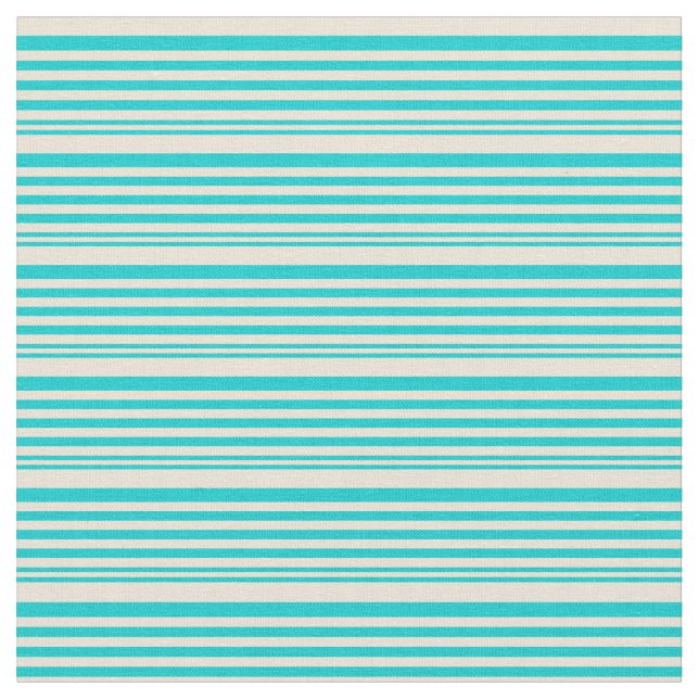 Dark Turquoise and Bisque Striped Pattern Fabric (Close Up)