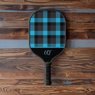 Dark Turquoise and Black Buffalo Plaid Monogram