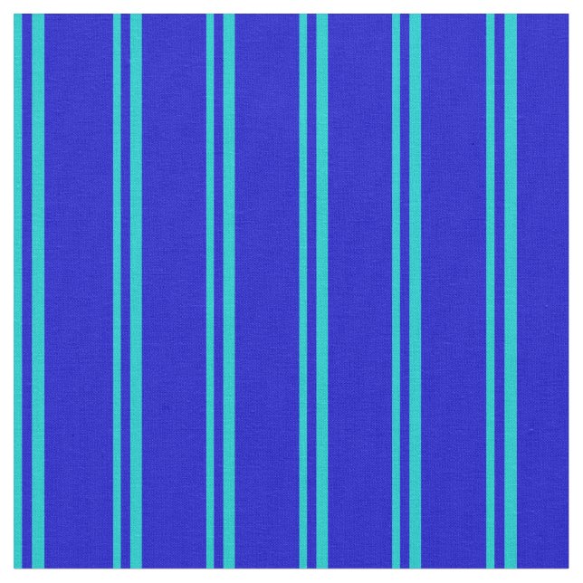 Dark Turquoise and Blue Stripes Pattern Fabric (Close Up)