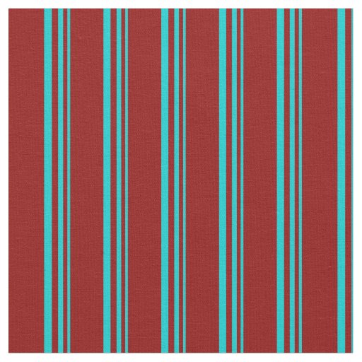 Dark Turquoise and Dark Red Stripes/Lines Pattern Fabric