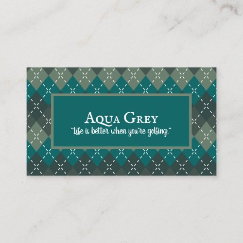 Dark Turquoise and Gray Preppy Argyle Business Card