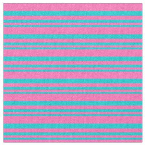 Dark Turquoise and Hot Pink Colored Stripes Fabric