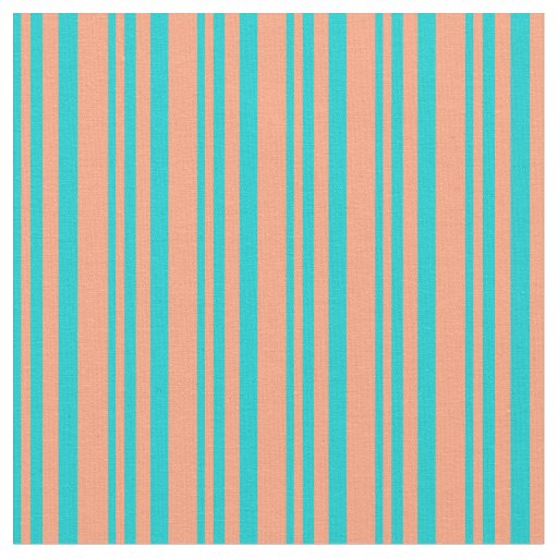 Dark Turquoise and Light Salmon Stripes Fabric