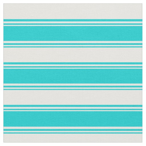 Dark Turquoise and Mint Cream Lines Fabric