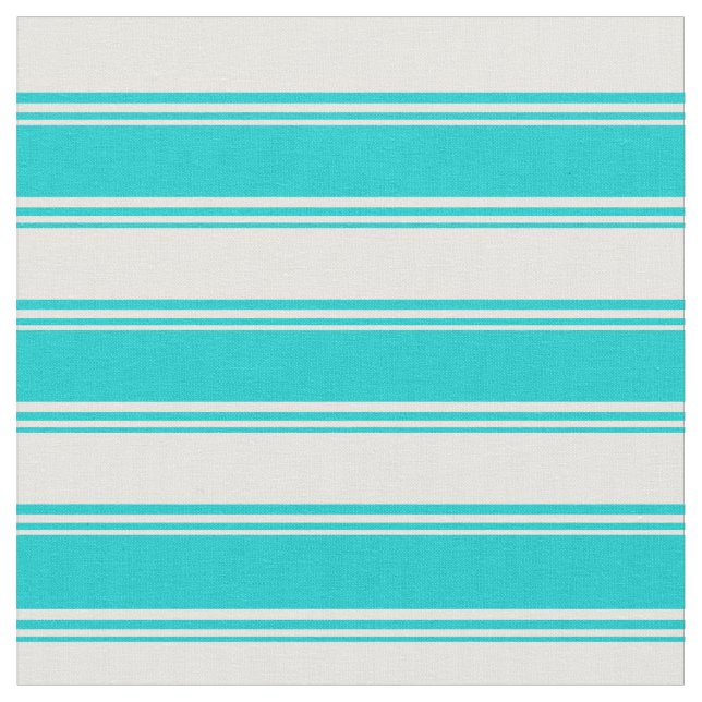Dark Turquoise and Mint Cream Lines Fabric (Close Up)
