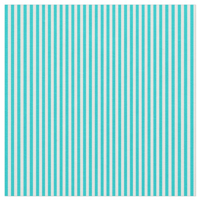 Dark Turquoise and Mint Cream Stripes Pattern Fabric (Close Up)