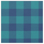 Dark Turquoise and Navy Blue Gingham Plaid Fabric