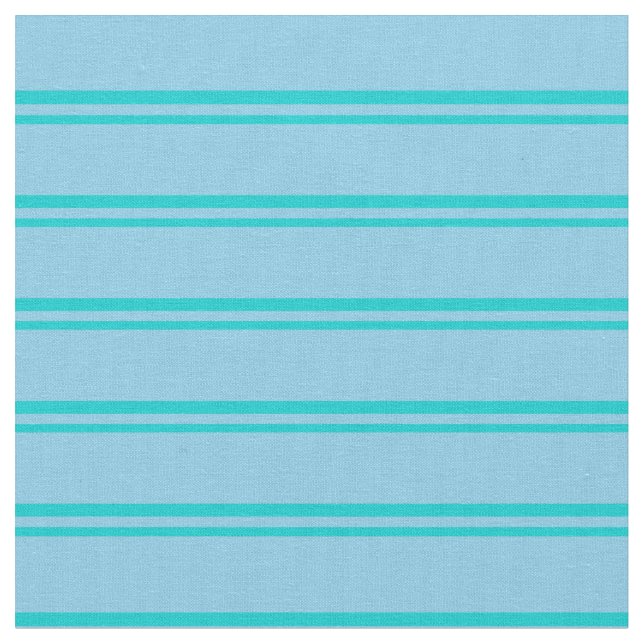 Dark Turquoise and Sky Blue Lined/Striped Pattern Fabric (Close Up)