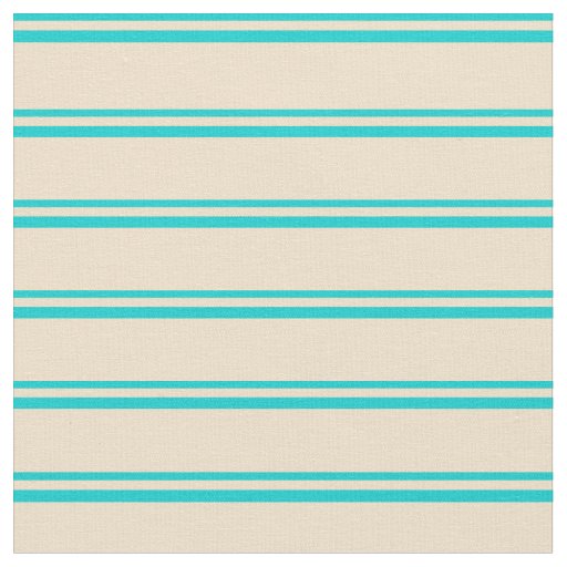 Dark Turquoise and Tan Colored Lines Fabric