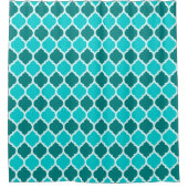 Dark Turquoise and Teal Green Quatrefoil Pattern Shower Curtain (Front)