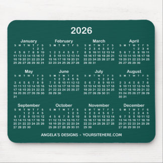 Dark Turquoise and White Calendar Promotional Mouse Pad