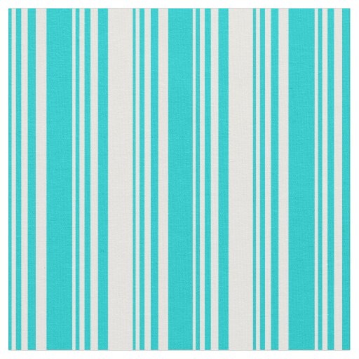 Dark Turquoise and White Stripes Pattern Fabric