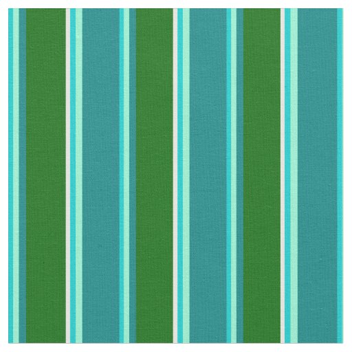 Dark Turquoise, Aquamarine, Teal, Green & White Fabric