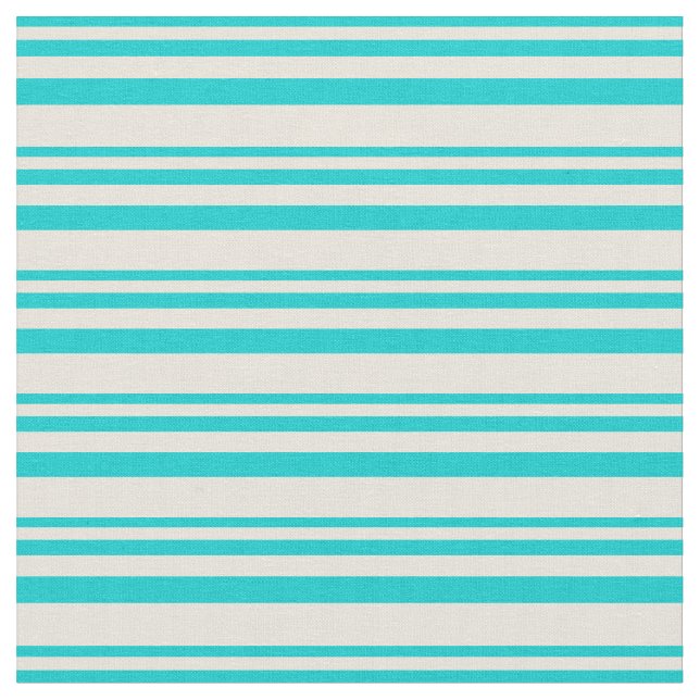Dark Turquoise & Beige Pattern of Stripes Fabric (Close Up)
