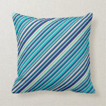 [ Thumbnail: Dark Turquoise, Bisque & Midnight Blue Colored Throw Pillow ]