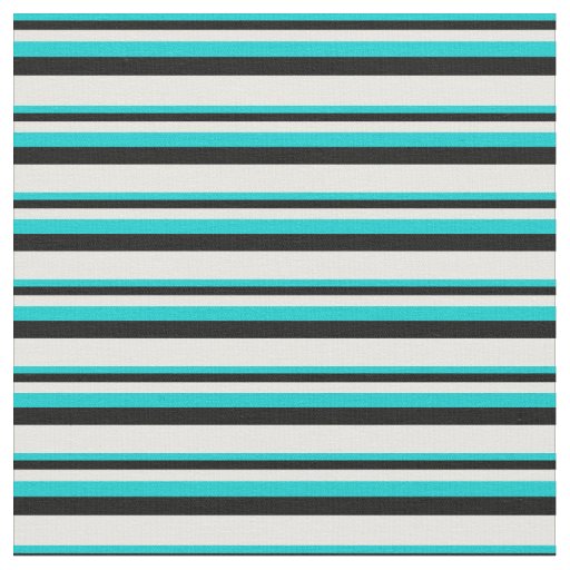 Dark Turquoise, Black, and White Lines Fabric